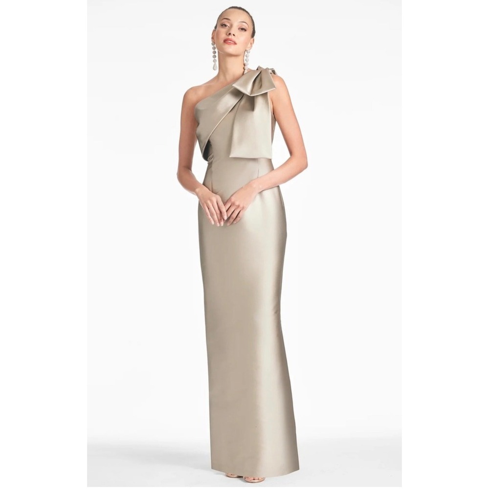 Sachin & Babi Bonnie‎ One ShoulderMikado Column Gown Pewter Sz 6 NWT$895 - Picture 3 of 7
